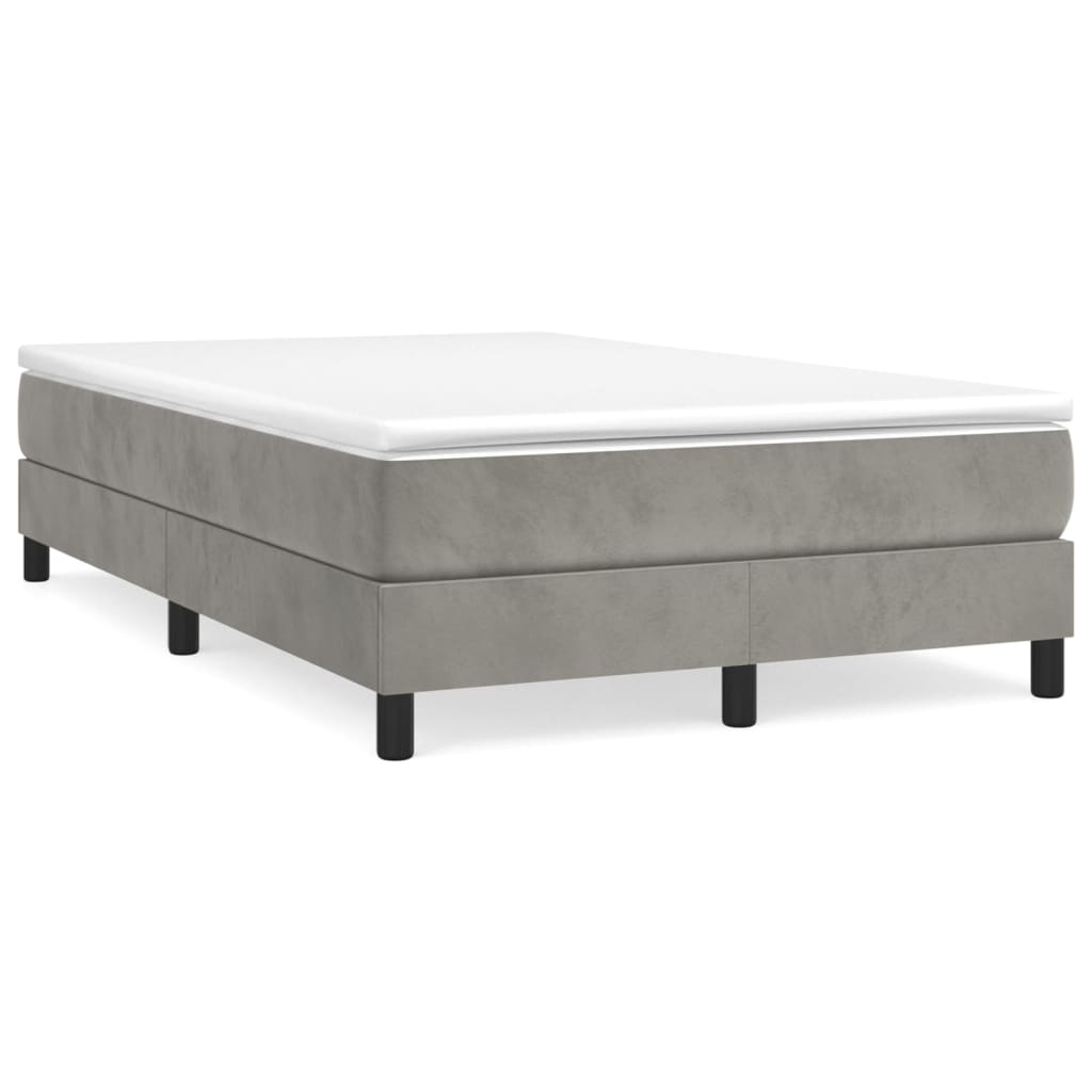 vidaXL Boxspringbett mit Matratze Hellgrau 120x200 cm Samt