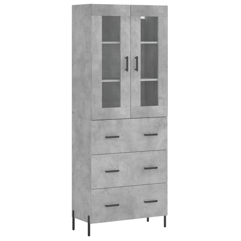 vidaXL Highboard Betongrau 69,5x34x180 cm Holzwerkstoff