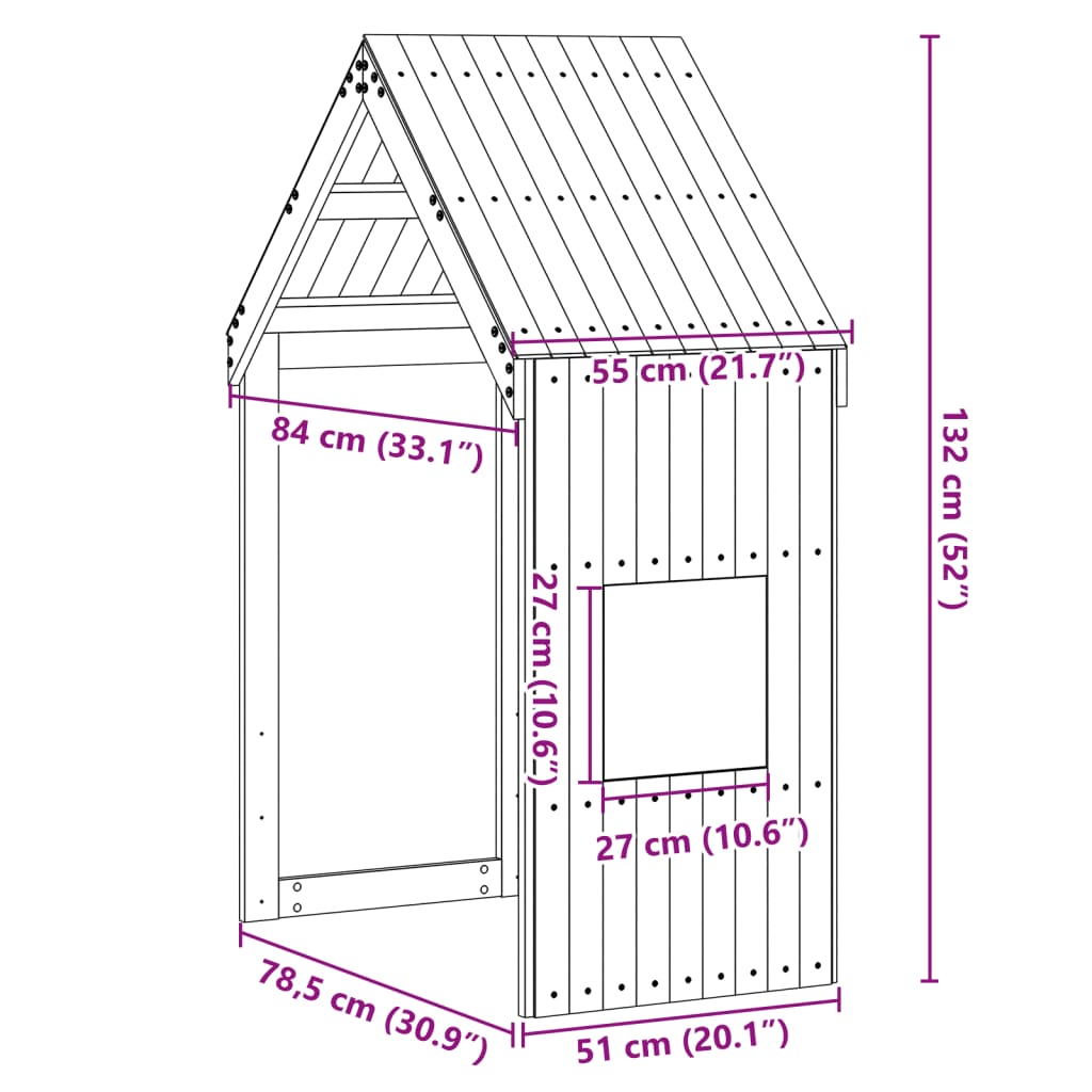 vidaXL Dach für Kinderbett Wachsbraun 55x84x132 cm Massivholz