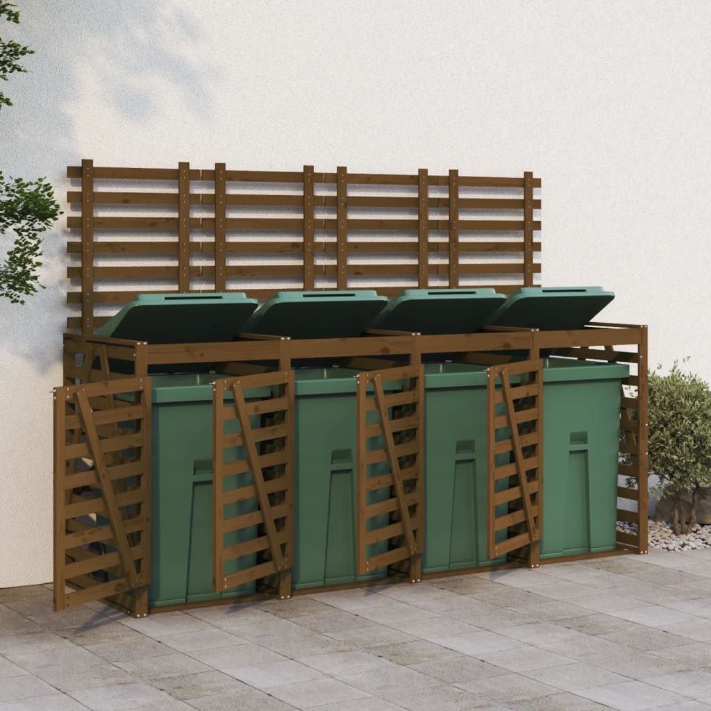 vidaXL Mülltonnenbox für 4 Tonnen Honigbraun Massivholz Kiefer