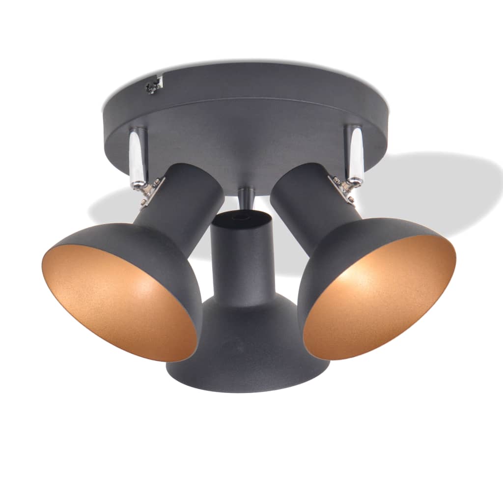 vidaXL Deckenlampe für 3 Glühbirnen E27 Schwarz und Gold