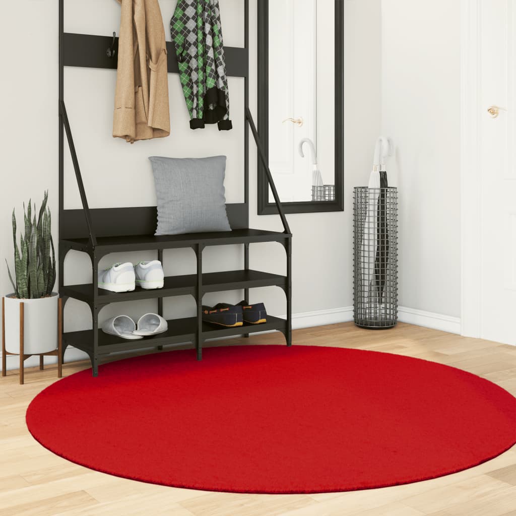 vidaXL Teppich OVIEDO Kurzflor Rot Ø 160 cm