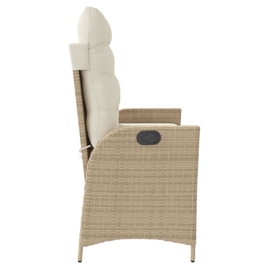 vidaXL Gartenbank Verstellbar mit Kissen Beige Poly Rattan