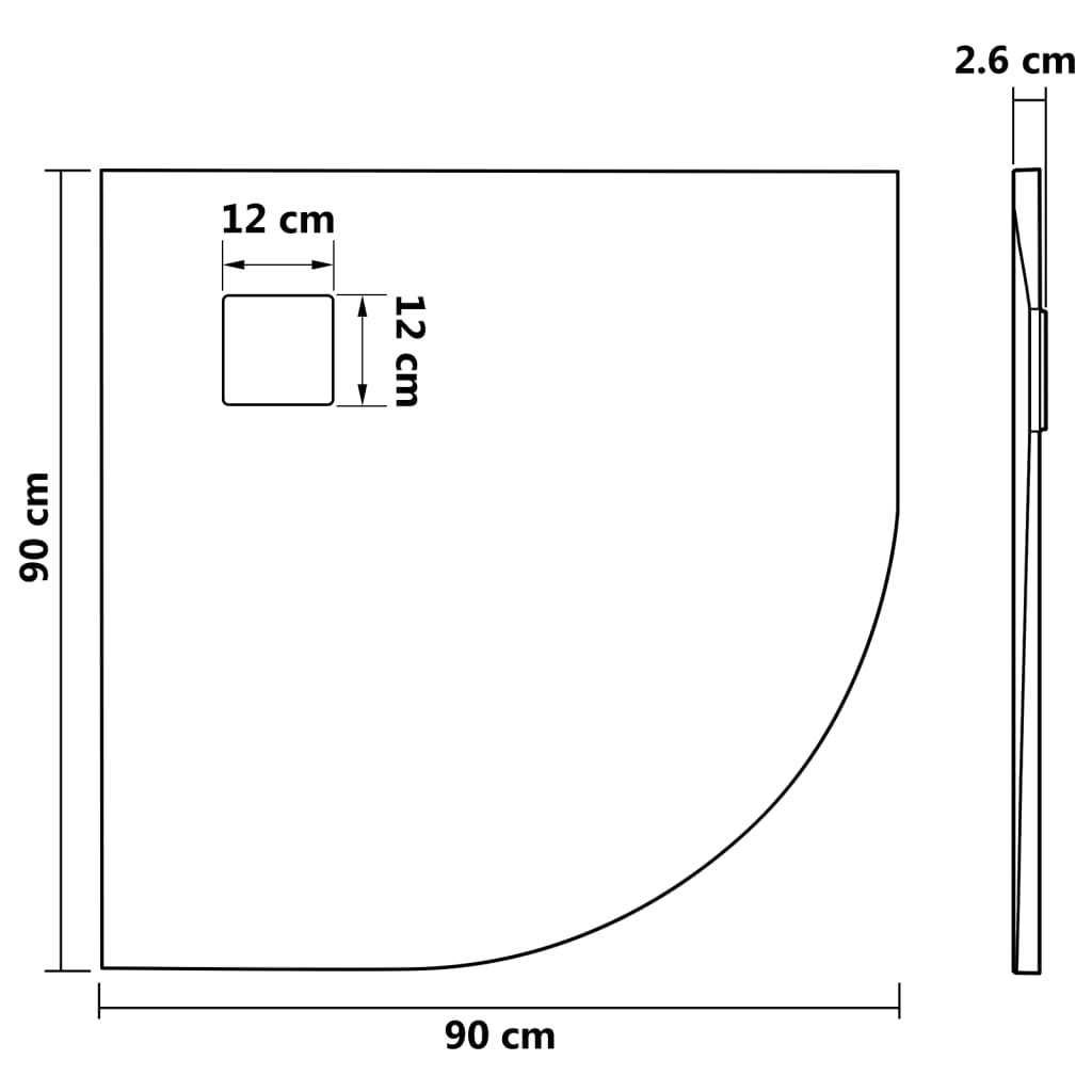 vidaXL Duschwanne SMC Braun 90x90 cm