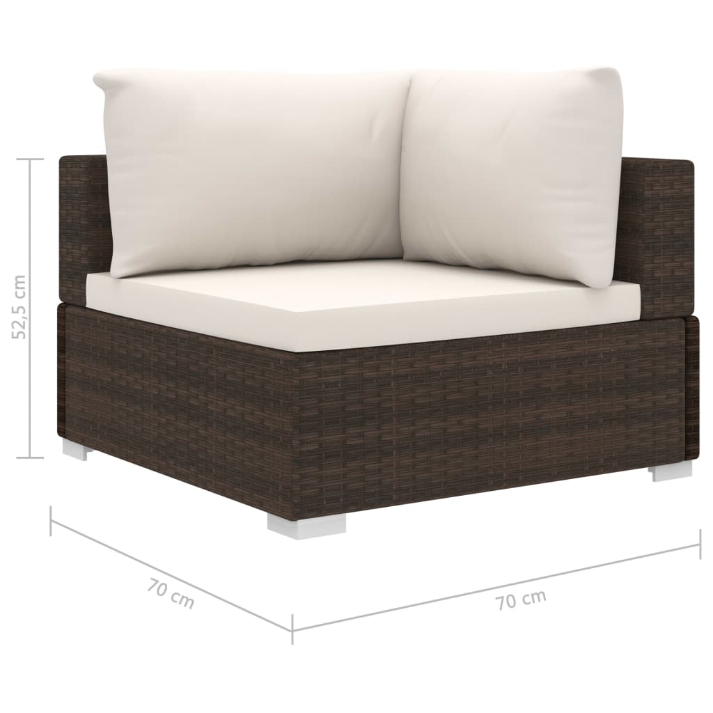 vidaXL 5-tlg. Garten-Lounge-Set mit Auflagen Poly Rattan Braun