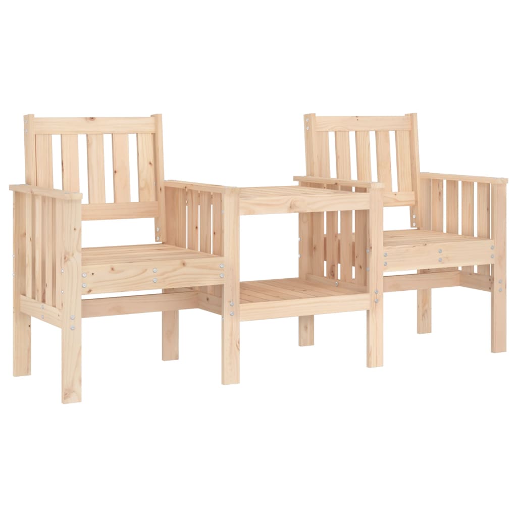 vidaXL Gartenbank mit Tisch 2-Sitzer Massivholz Kiefer