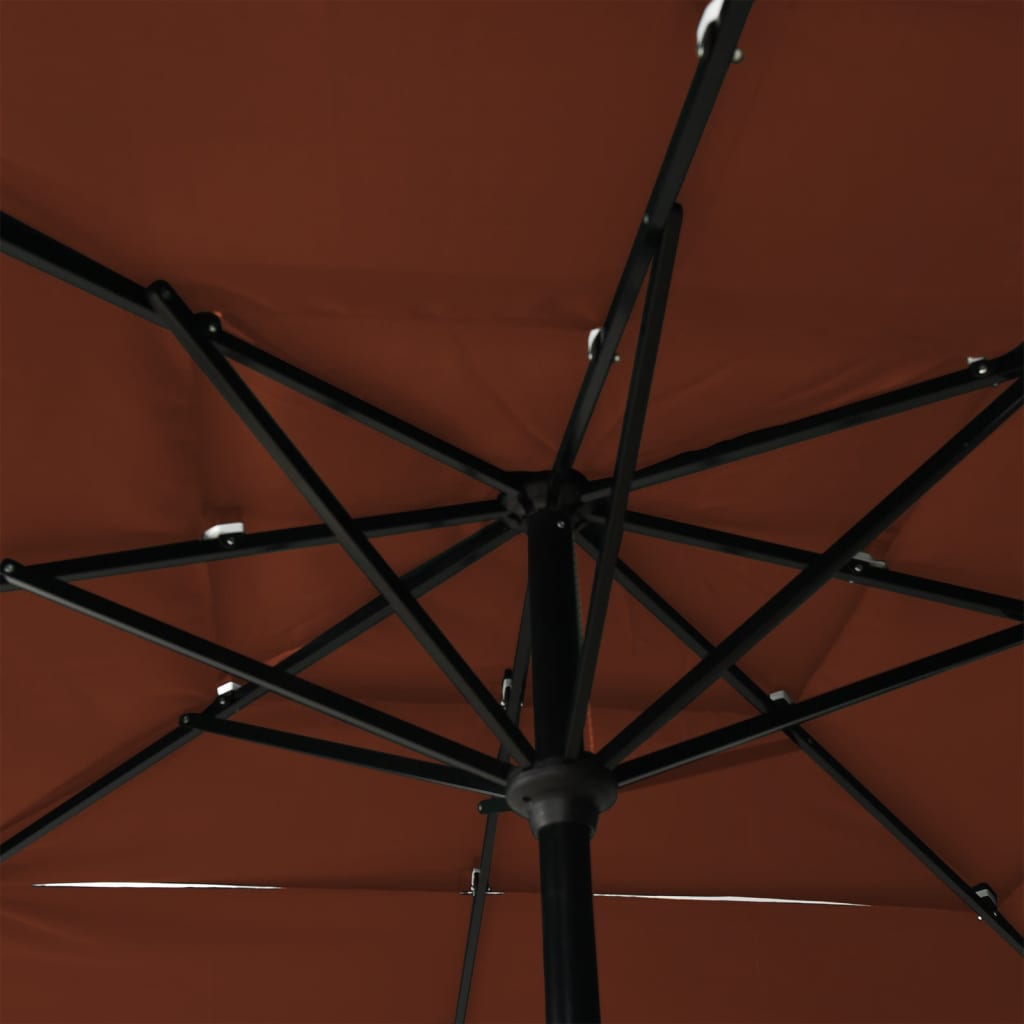 vidaXL Sonnenschirm mit Alu-Mast 3-lagig Terracotta-Rot 2,5x2,5 m