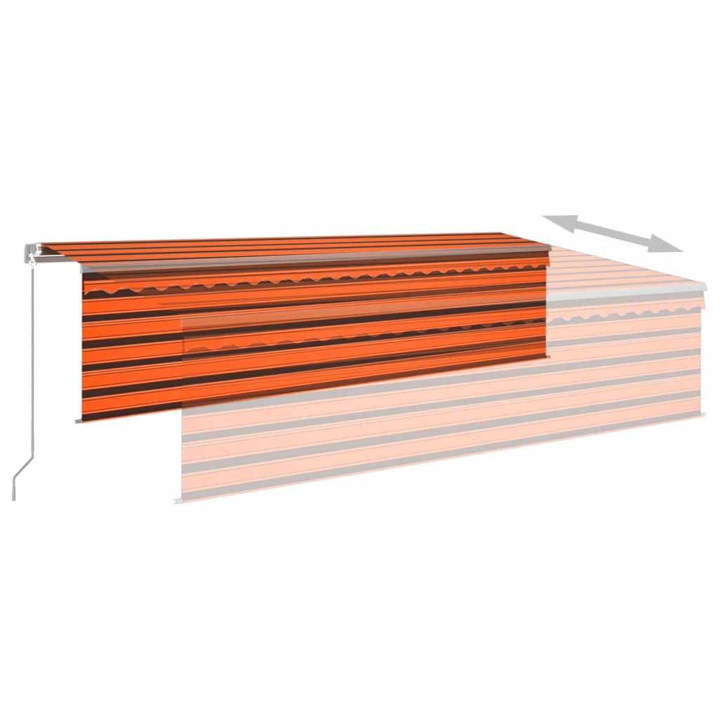 vidaXL Markise Manuell Einziehbar mit Rollo & LED 5x3 m Orange & Braun