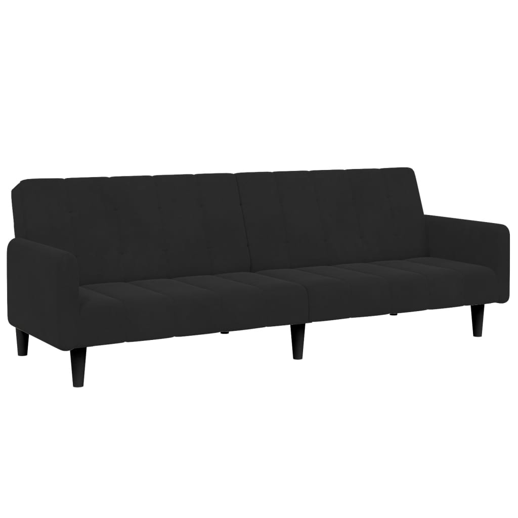 vidaXL Schlafsofa 2-Sitzer mit Fußhocker Schwarz Samt