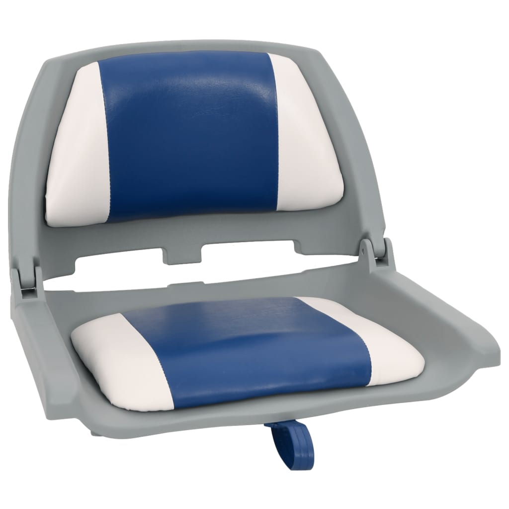 vidaXL 4-tlg. Bootssitz-Set Klappbar mit Polster in Blau-Weiß
