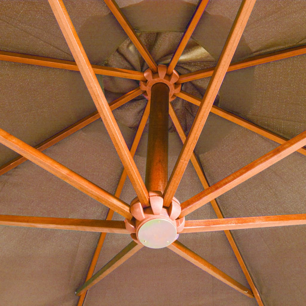 vidaXL Ampelschirm mit Mast Taupe 3,5x2,9 m Massivholz Tanne