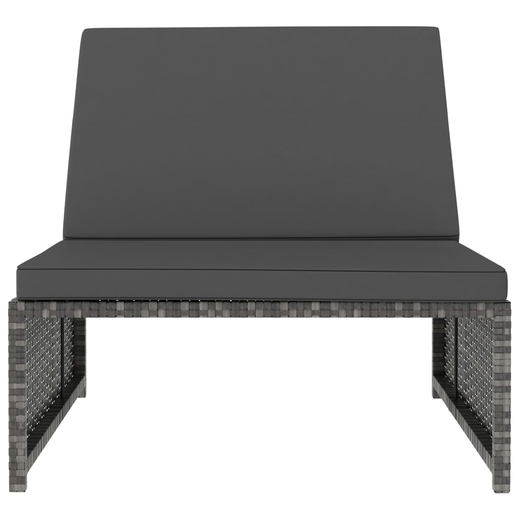 vidaXL Outdoor-Lehnstühle 2 Stk. mit Tisch Grau Poly-Rattan