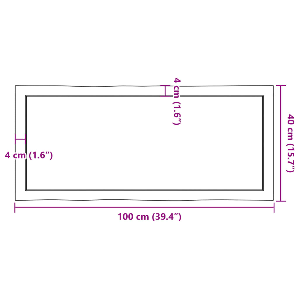 vidaXL Tischplatte 100x40x(2-4) cm Massivholz Behandelt Baumkante