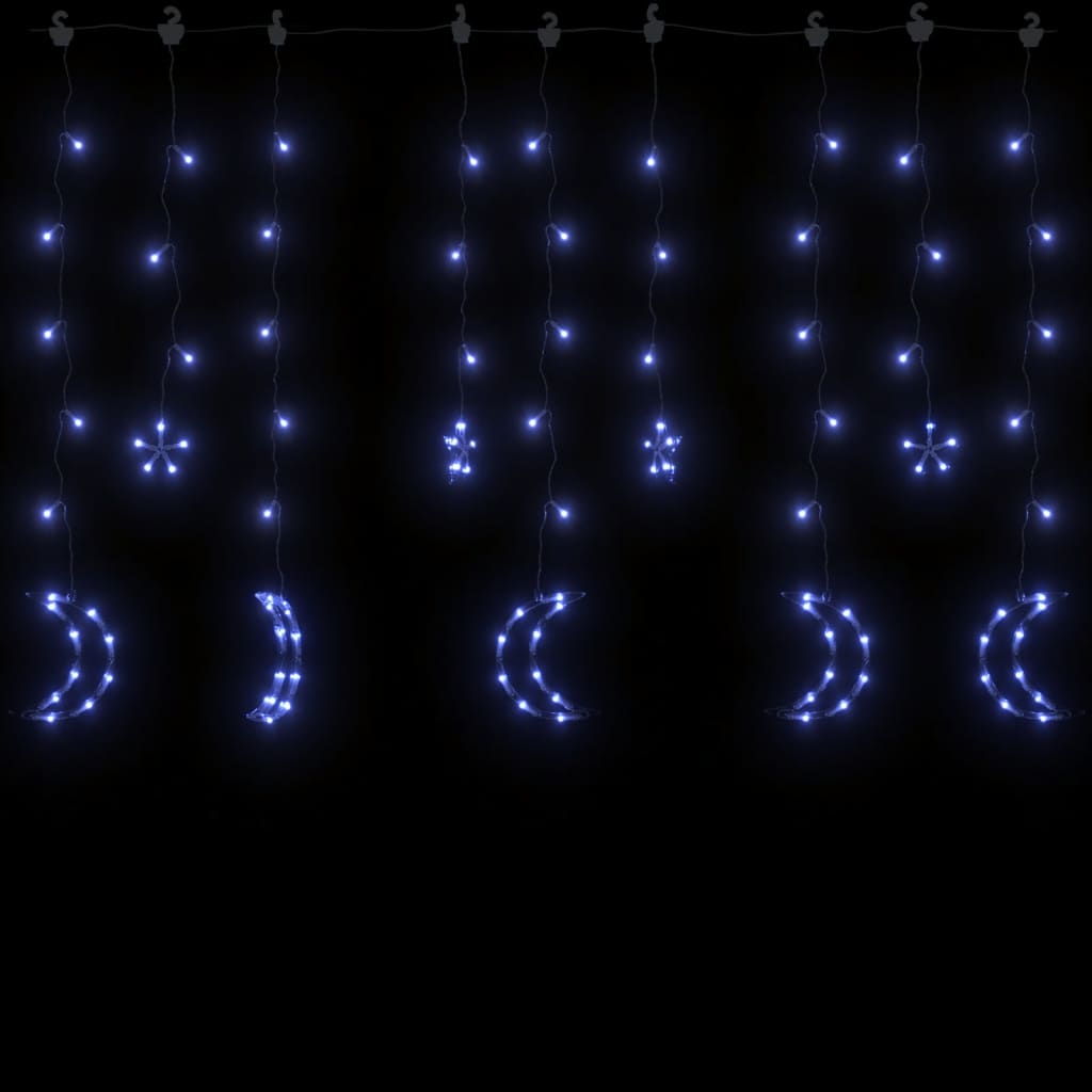 vidaXL Lichterketten Stern und Mond Fernbedienung 138 LED Blau