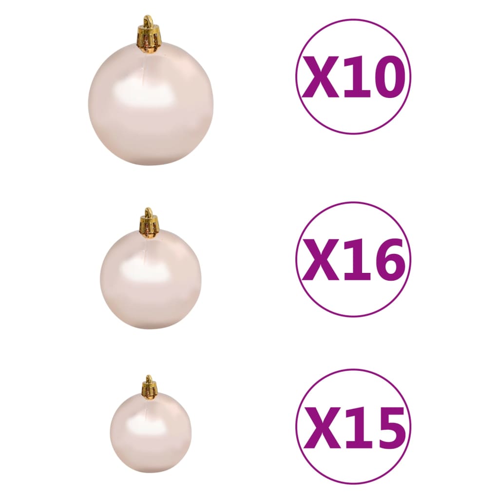 vidaXL Künstlicher Weihnachtsbaum LEDs & Kugeln Beschneit 240cm PVC PE