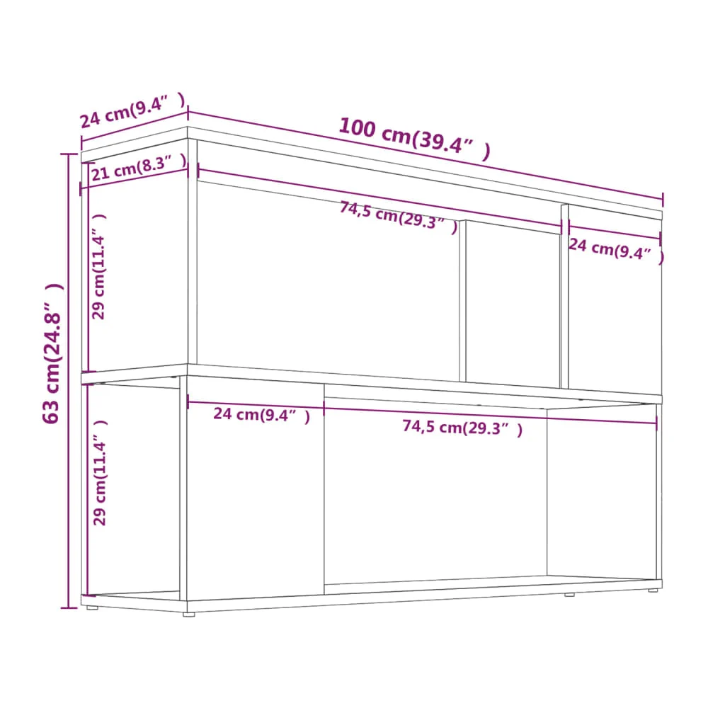 vidaXL Bücherregal Räuchereiche 100x24x63 cm Holzwerkstoff