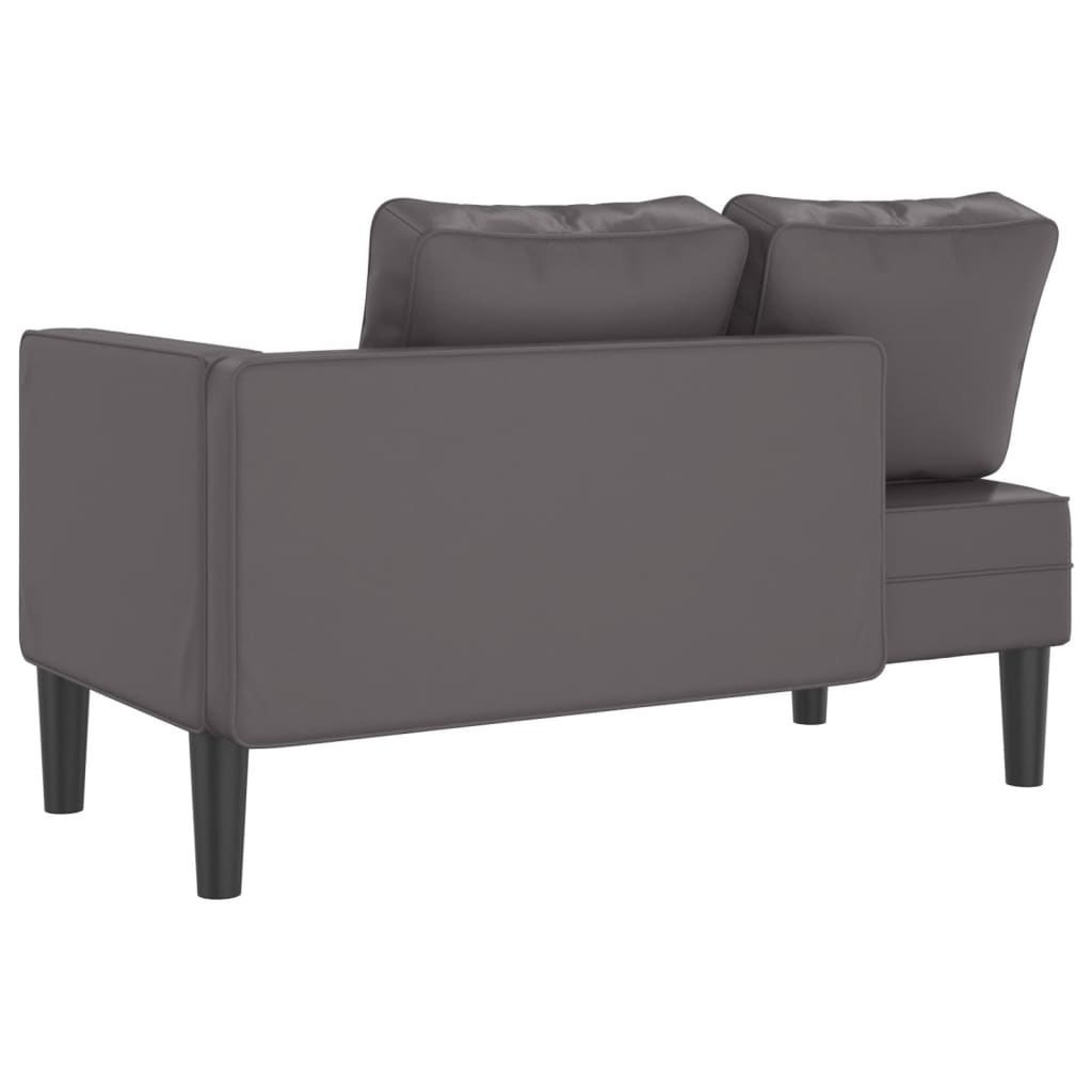 vidaXL Chaiselongue mit Kissen Grau Kunstleder