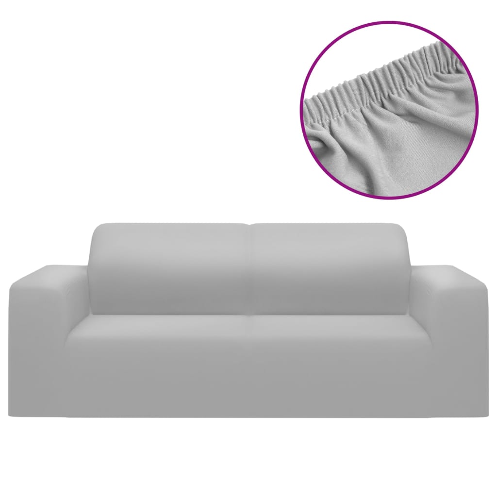 vidaXL Stretch Sofahusse 2-Sitzer Grau Polyester-Jersey