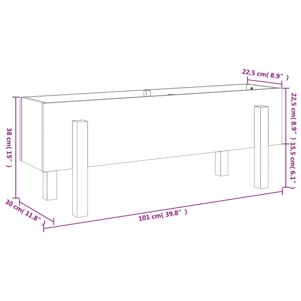 vidaXL Hochbeet Honigbraun 101x30x38 cm Massivholz Kiefer