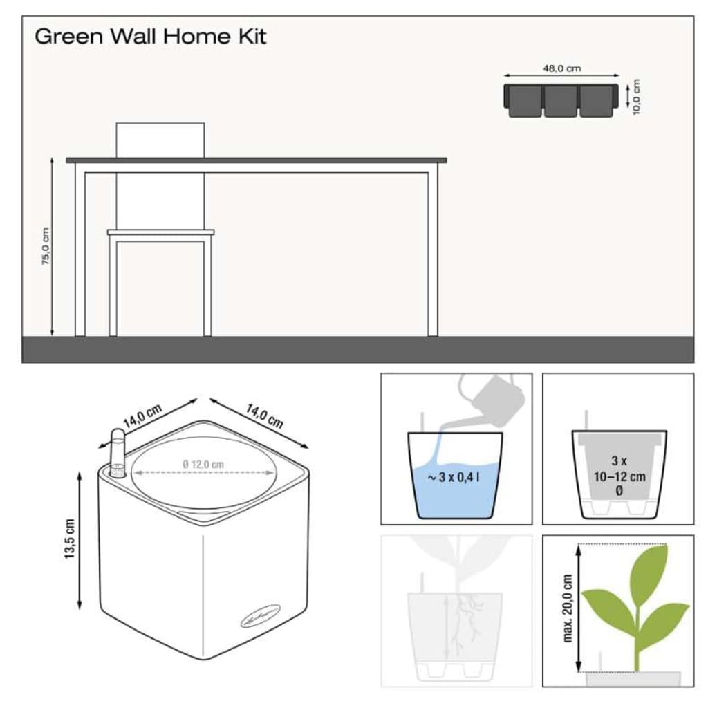 LECHUZA Pflanzgefäße 3 Stk. Green Wall Home Kit Weiß