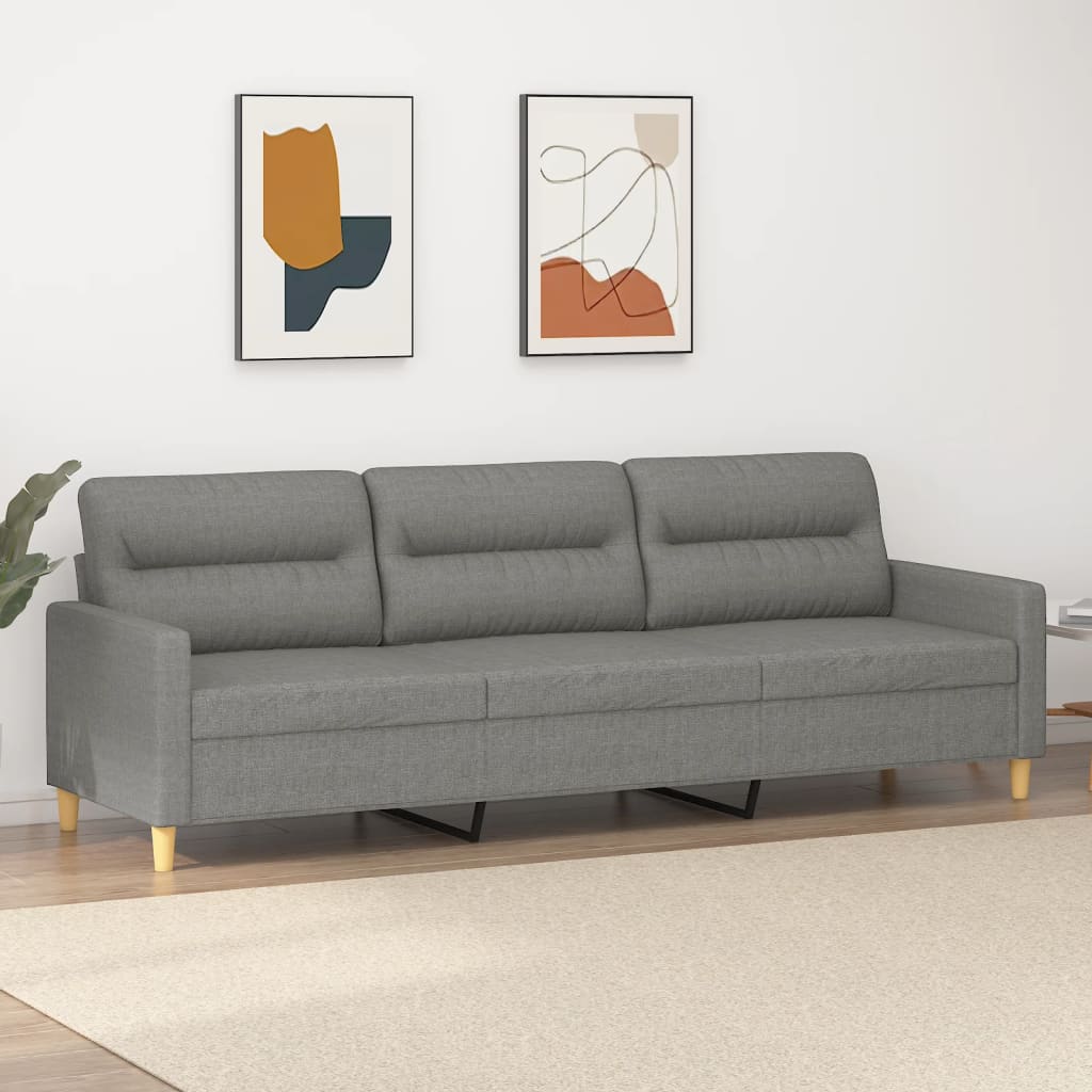 vidaXL 3-Sitzer-Sofa Dunkelgrau 210 cm Stoff