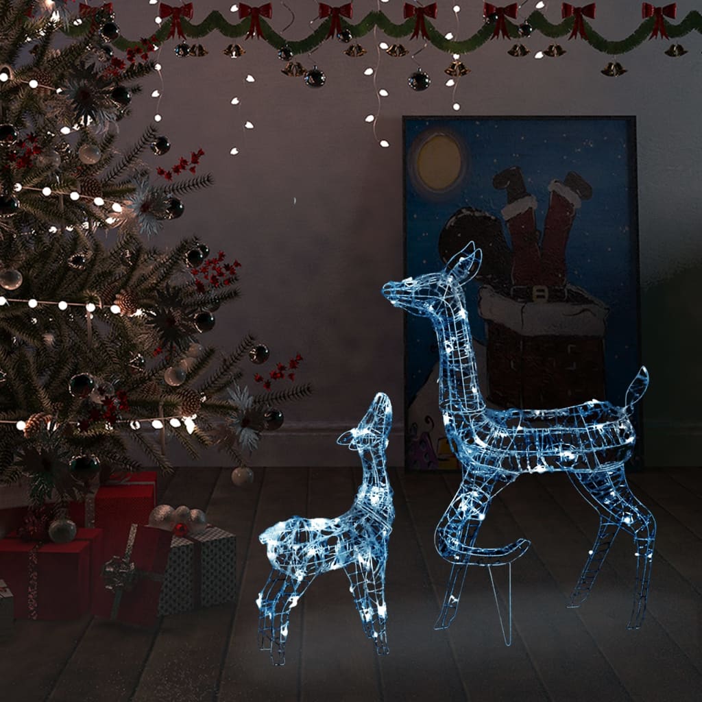 vidaXL LED-Rentier-Familie Weihnachtsdeko Acryl 160 LED Kaltweiß