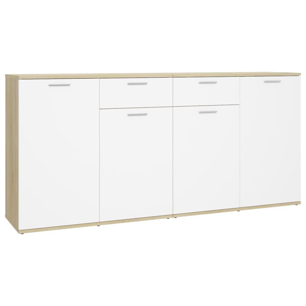 vidaXL Sideboard Weiß Sonoma-Eiche 160x36x75 cm Holzwerkstoff