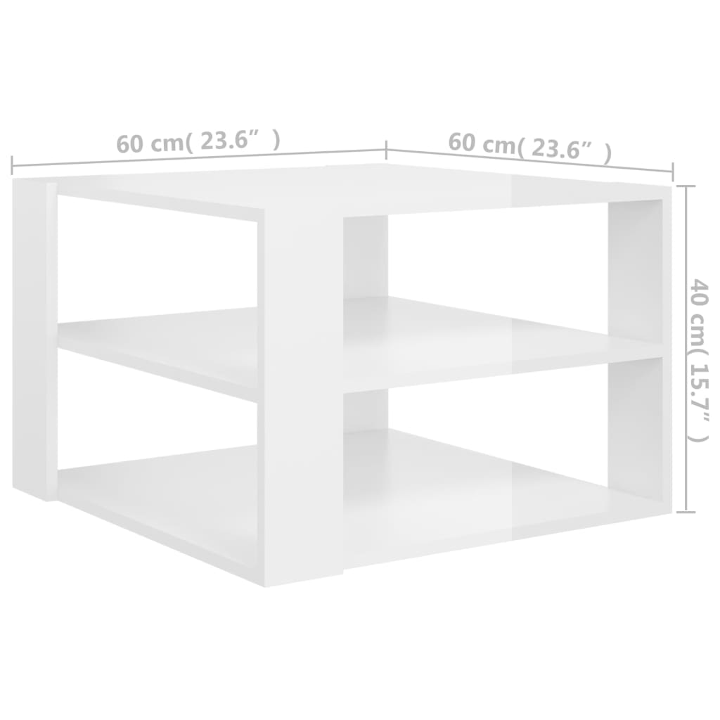 vidaXL Couchtisch Hochglanz-Weiß 60x60x40 cm Holzwerkstoff