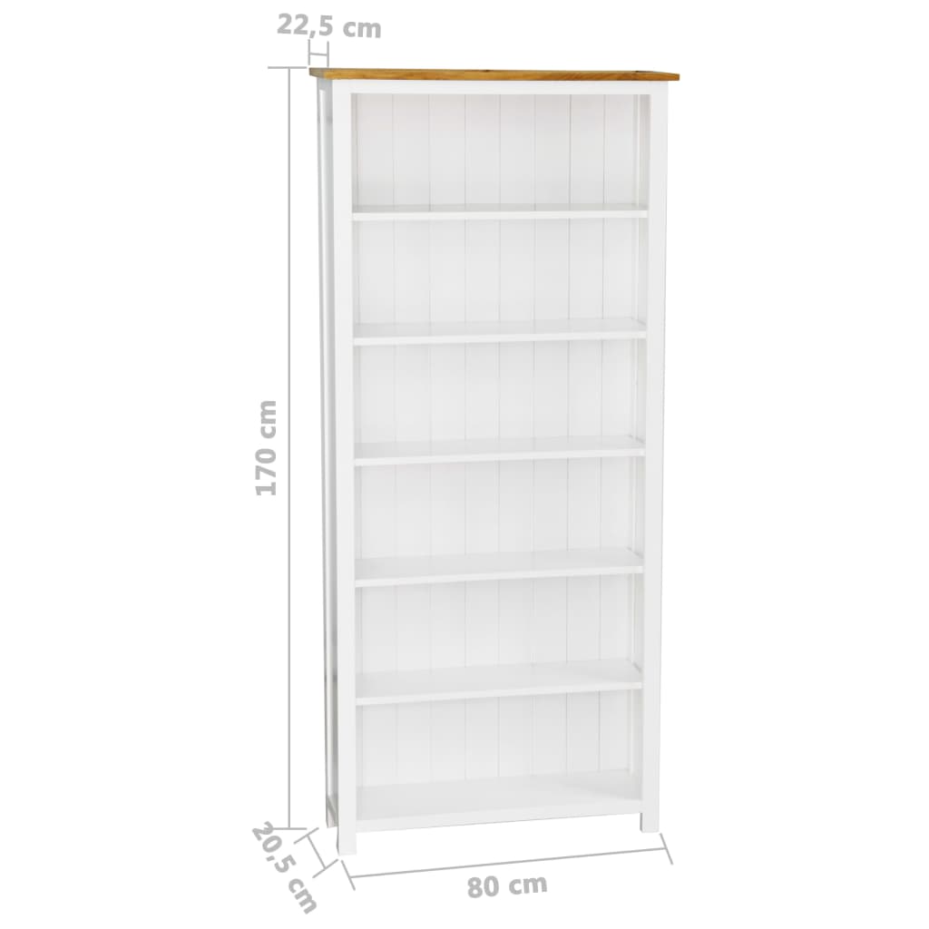 vidaXL Bücherregal 6 Fächer 80x22,5x170 cm Massivholz Eiche