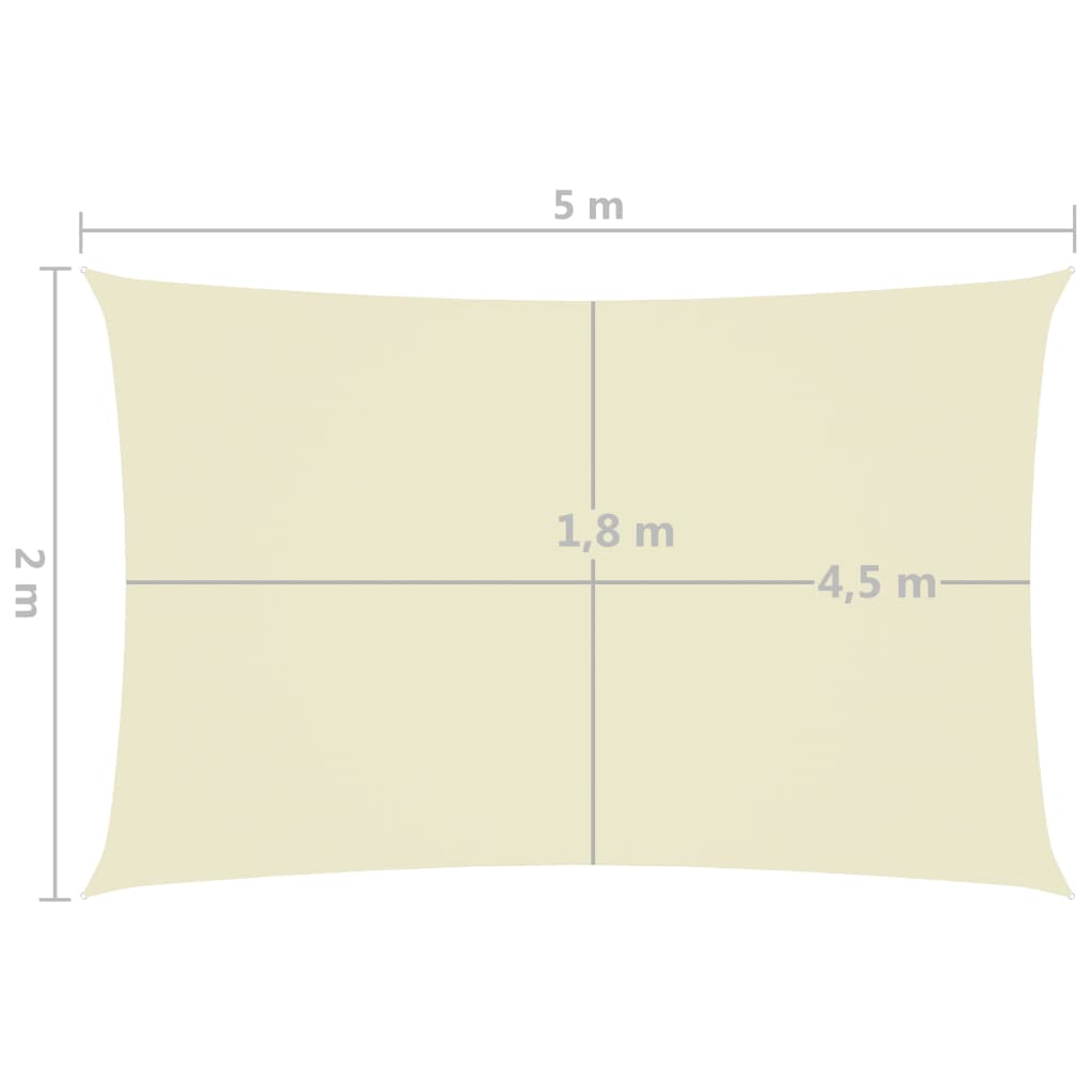 vidaXL Sonnensegel Oxford-Gewebe Rechteckig 2x5 m Creme
