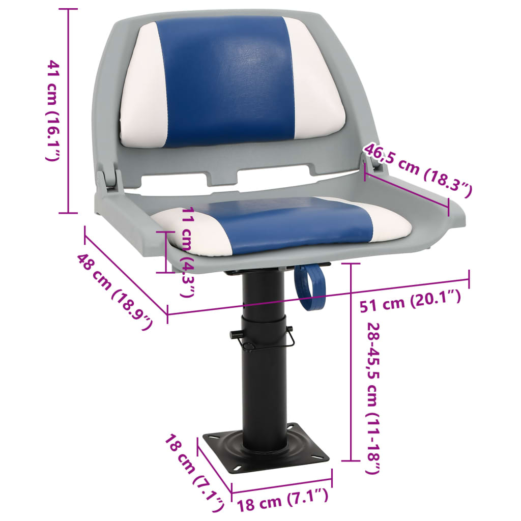 vidaXL 2-tlg. Bootssitz-Set Klappbar Blau und Weiß 48x51x41 cm