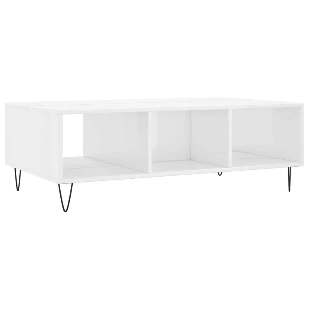 vidaXL Couchtisch Hochglanz-Weiß 104x60x35 cm Holzwerkstoff