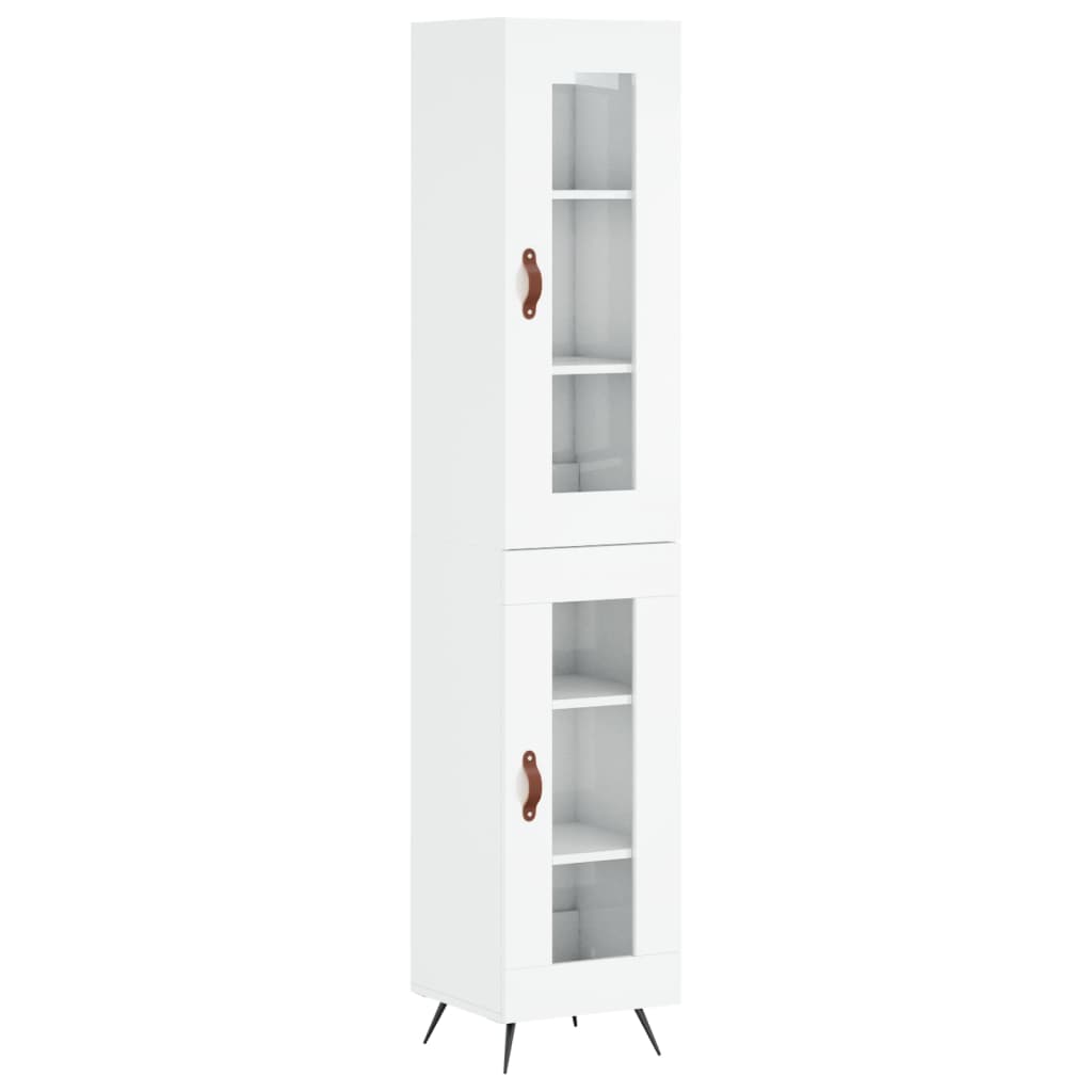 vidaXL Highboard Hochglanz-Weiß 34,5x34x180 cm Holzwerkstoff