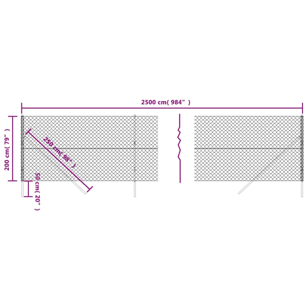 vidaXL Maschendrahtzaun Grün 2x25 m