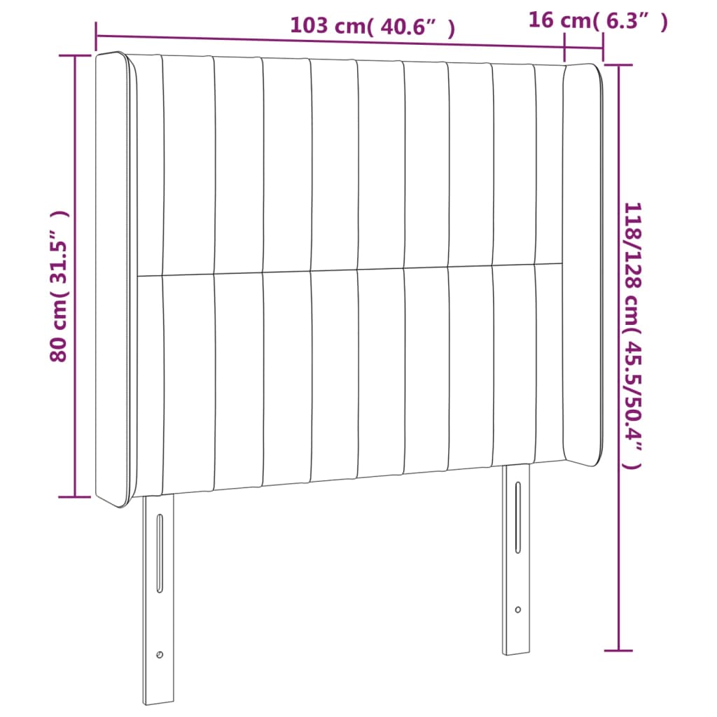 vidaXL Kopfteil mit Ohren Dunkelbraun 103x16x118/128 cm Stoff