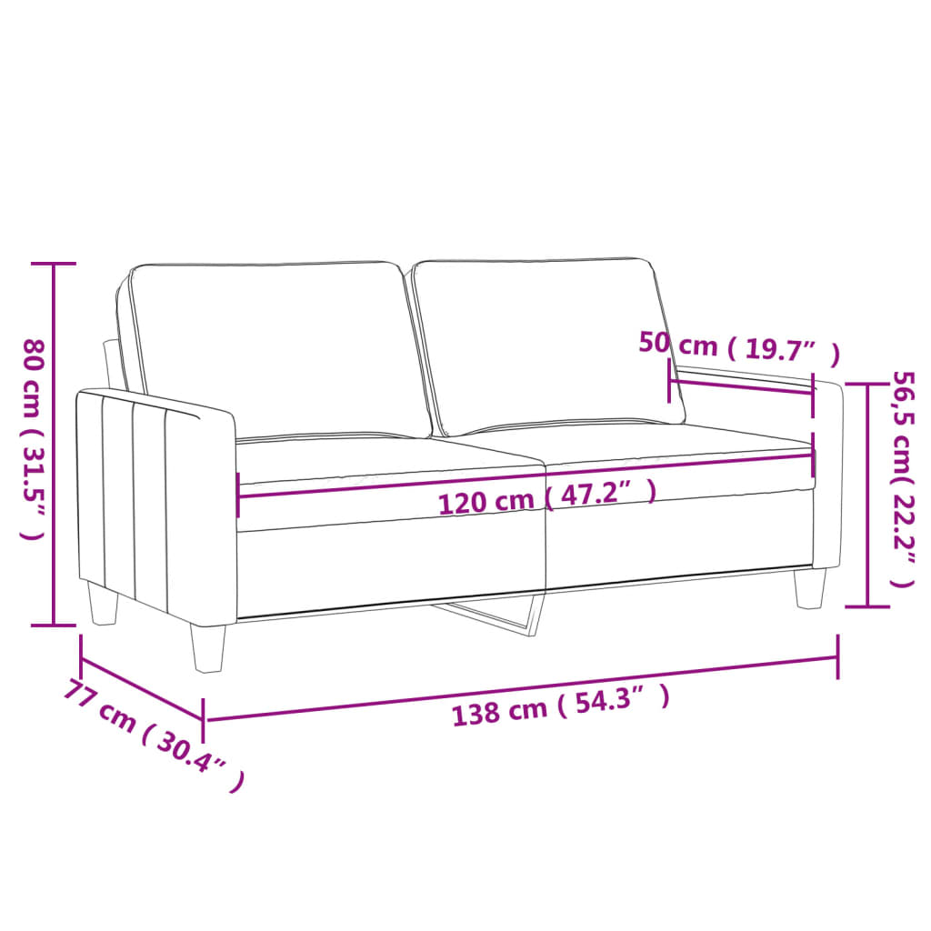 vidaXL 2-Sitzer-Sofa Weinrot 120 cm Stoff