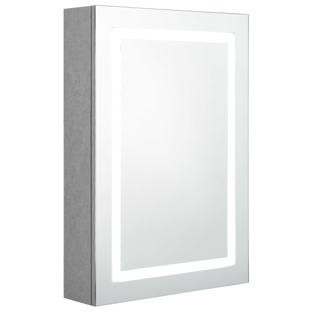 vidaXL LED-Bad-Spiegelschrank Betongrau 50x13x70 cm