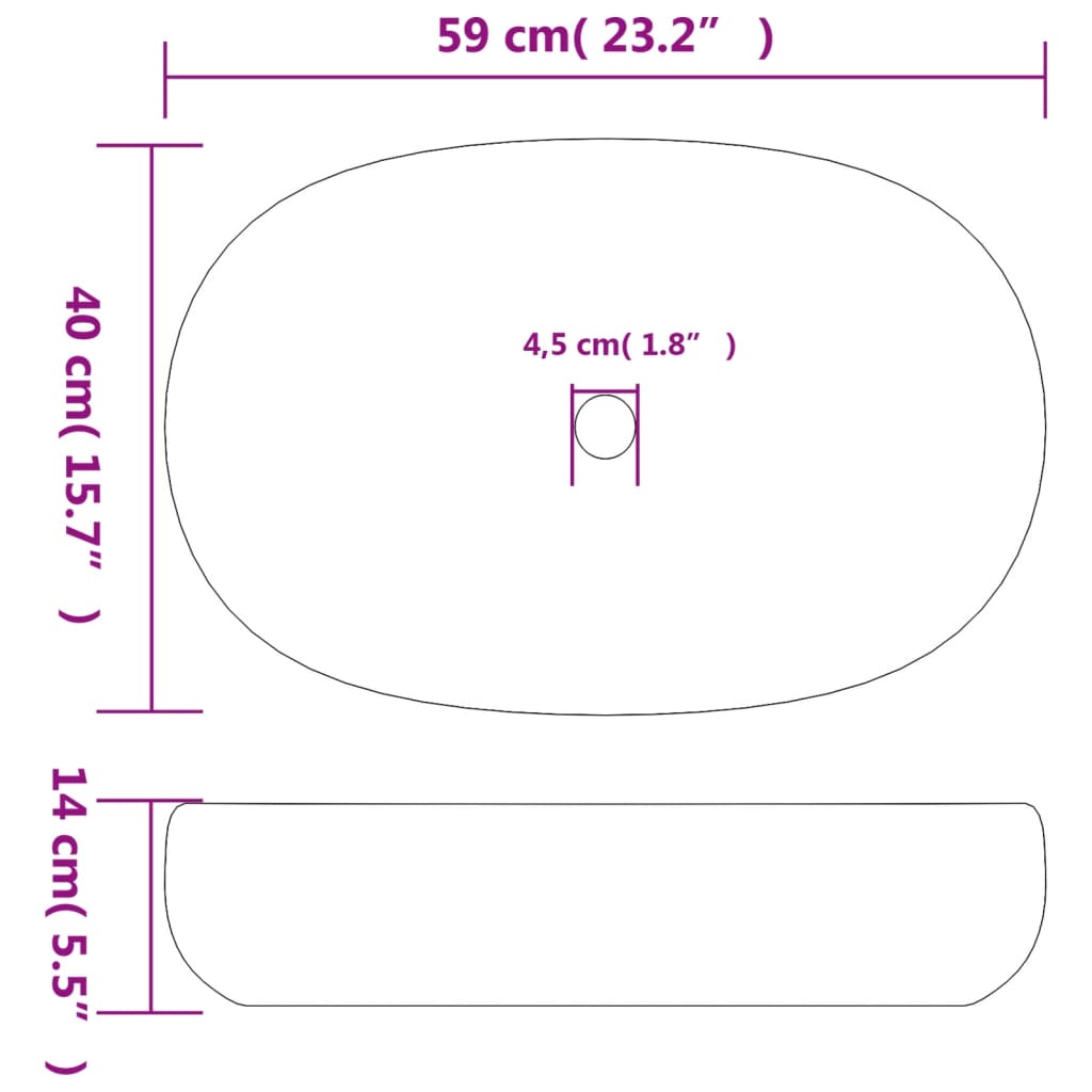 vidaXL Aufsatzwaschbecken Sandfarben Braun Oval 59x40x14 cm Keramik