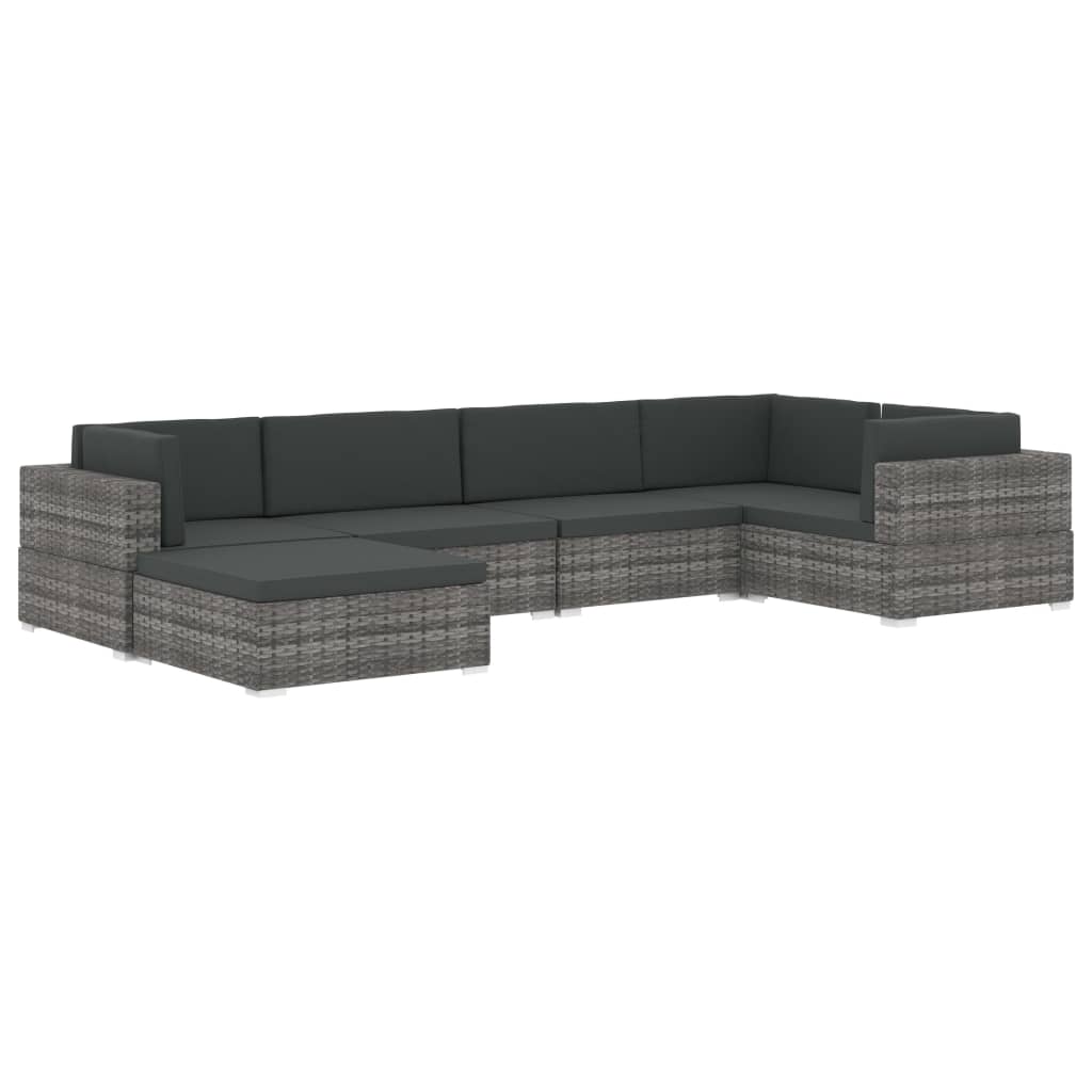 vidaXL Modular-Sofa-Mittelteil 1 Stk. + Auflagen Poly Rattan Schwarz