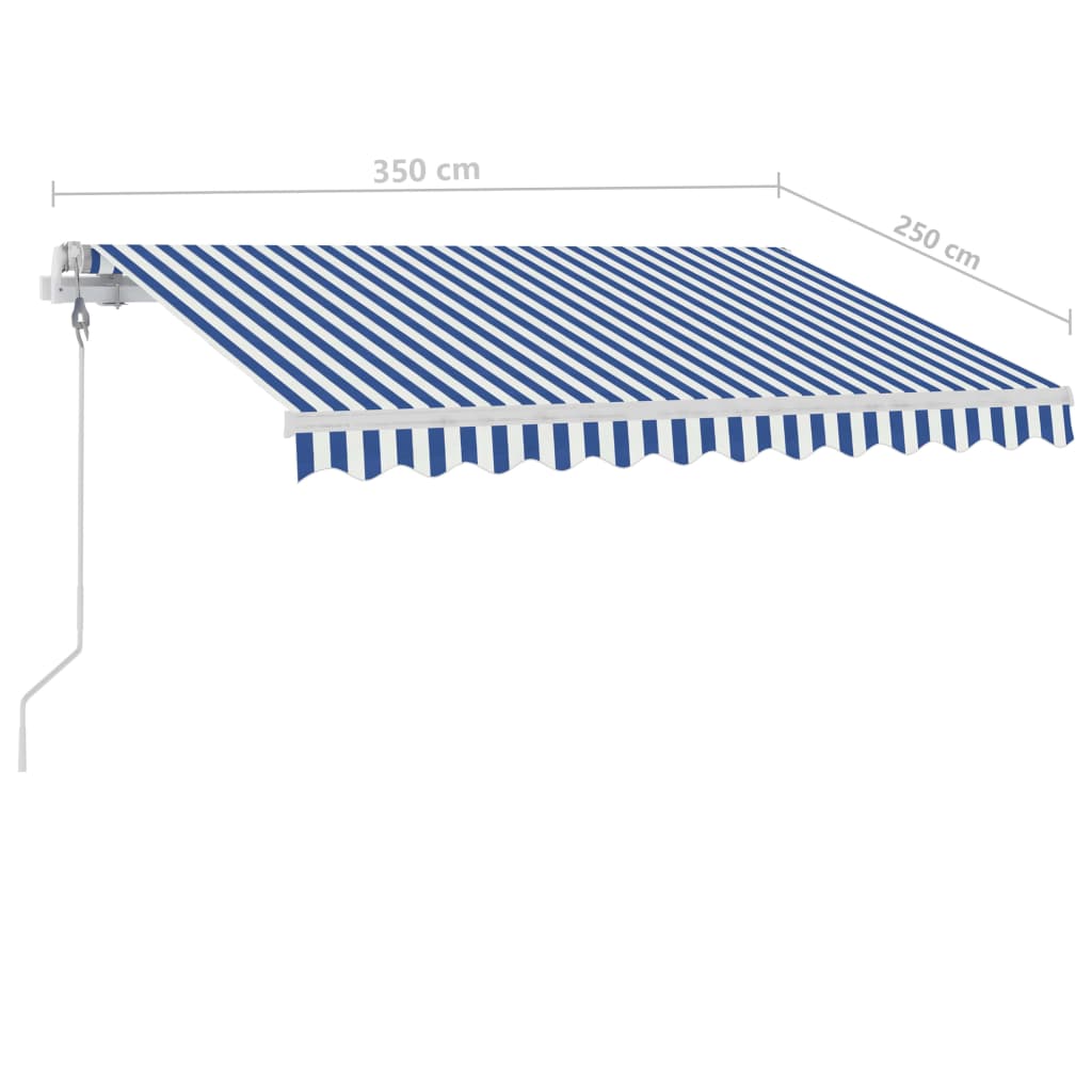 vidaXL Automatische Markise mit LED Windsensor 350x250 cm Blau Weiß