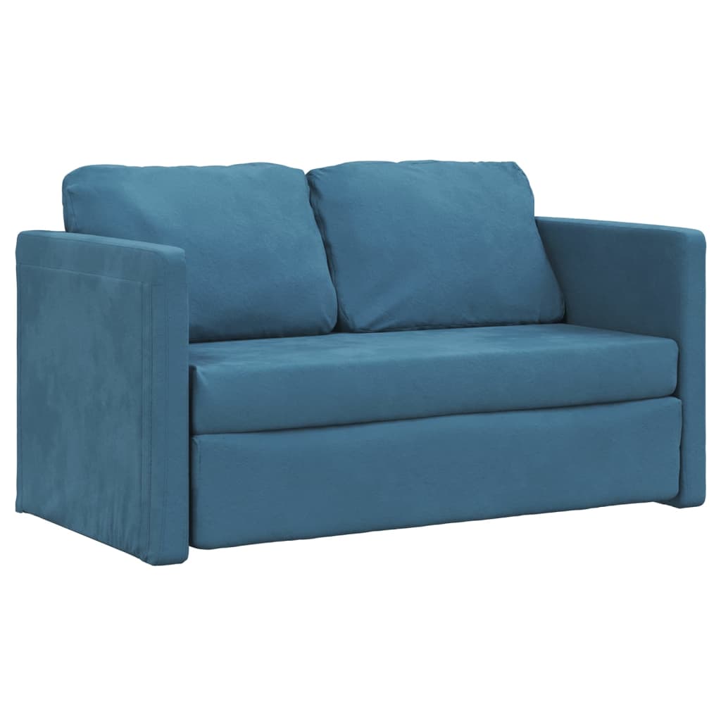 vidaXL Bodensofa mit Schlaffunktion Blau 122x204x55 cm Samt