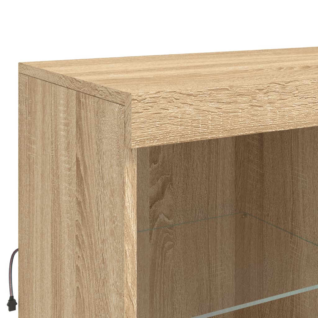 vidaXL Sideboards mit LED-Leuchten 3 Stk. Sonoma-Eiche Holzwerkstoff