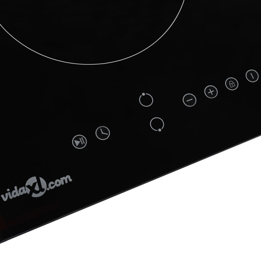 vidaXL Glaskeramik-Kochfeld mit 2 Platten Touch Control 3000 W