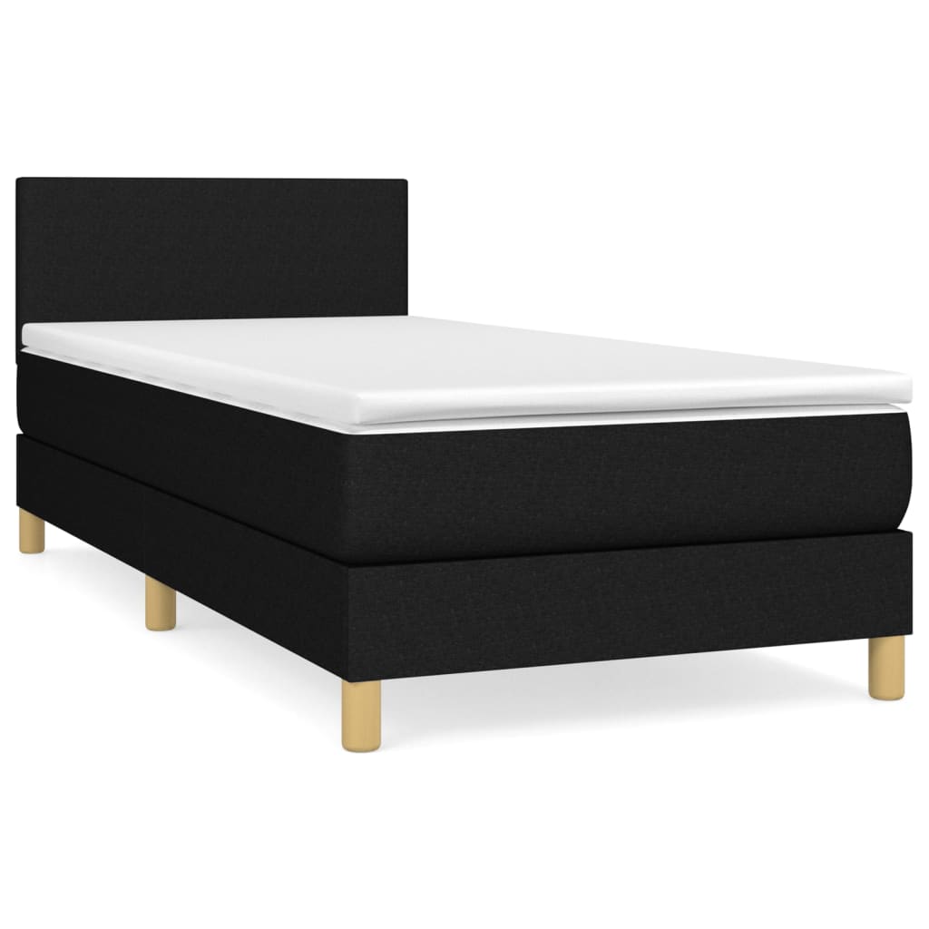 vidaXL Boxspringbett mit Matratze Schwarz 80x200 cm Stoff