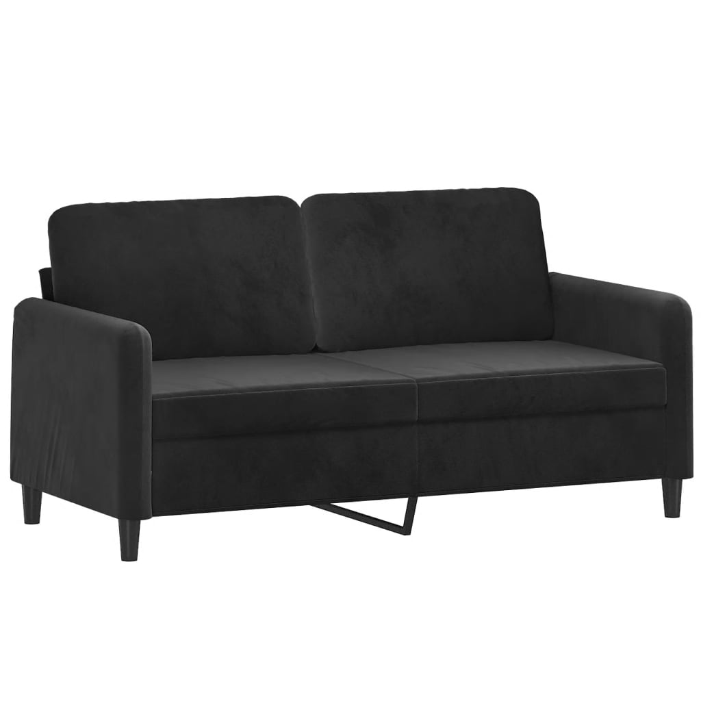 vidaXL 2-Sitzer-Sofa mit Zierkissen Schwarz 140 cm Samt