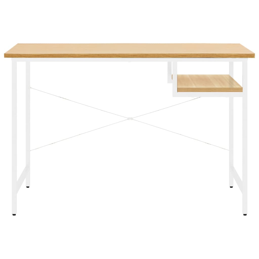 vidaXL Computertisch Weiß und Eiche Hell 105x55x72 cm MDF und Metall