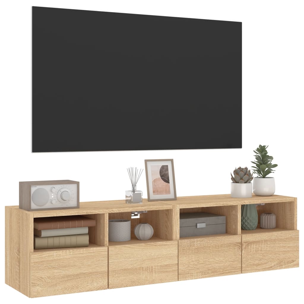 vidaXL TV-Wandschränke 2 Stk. Sonoma-Eiche 60x30x30 cm Holzwerkstoff