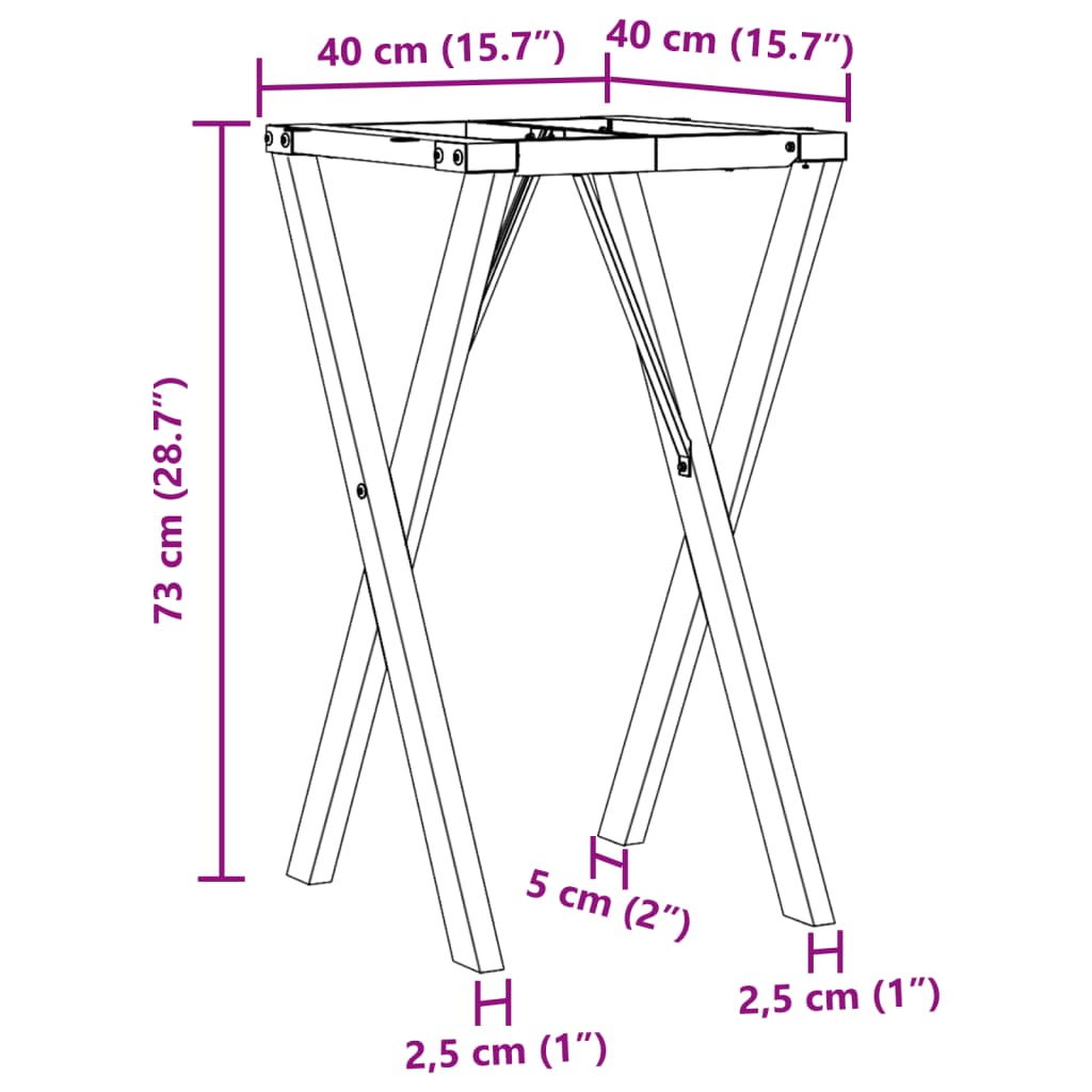 vidaXL Esstisch-Gestell in X-Form 40x40x73 cm Gusseisen