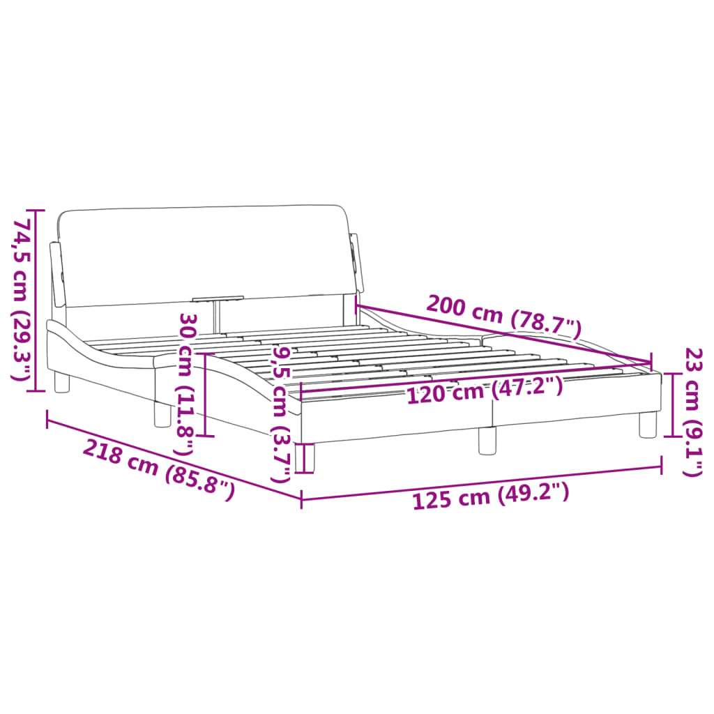 vidaXL Bettgestell mit Kopfteil Weiß und Schwarz 120x200 cm Kunstleder