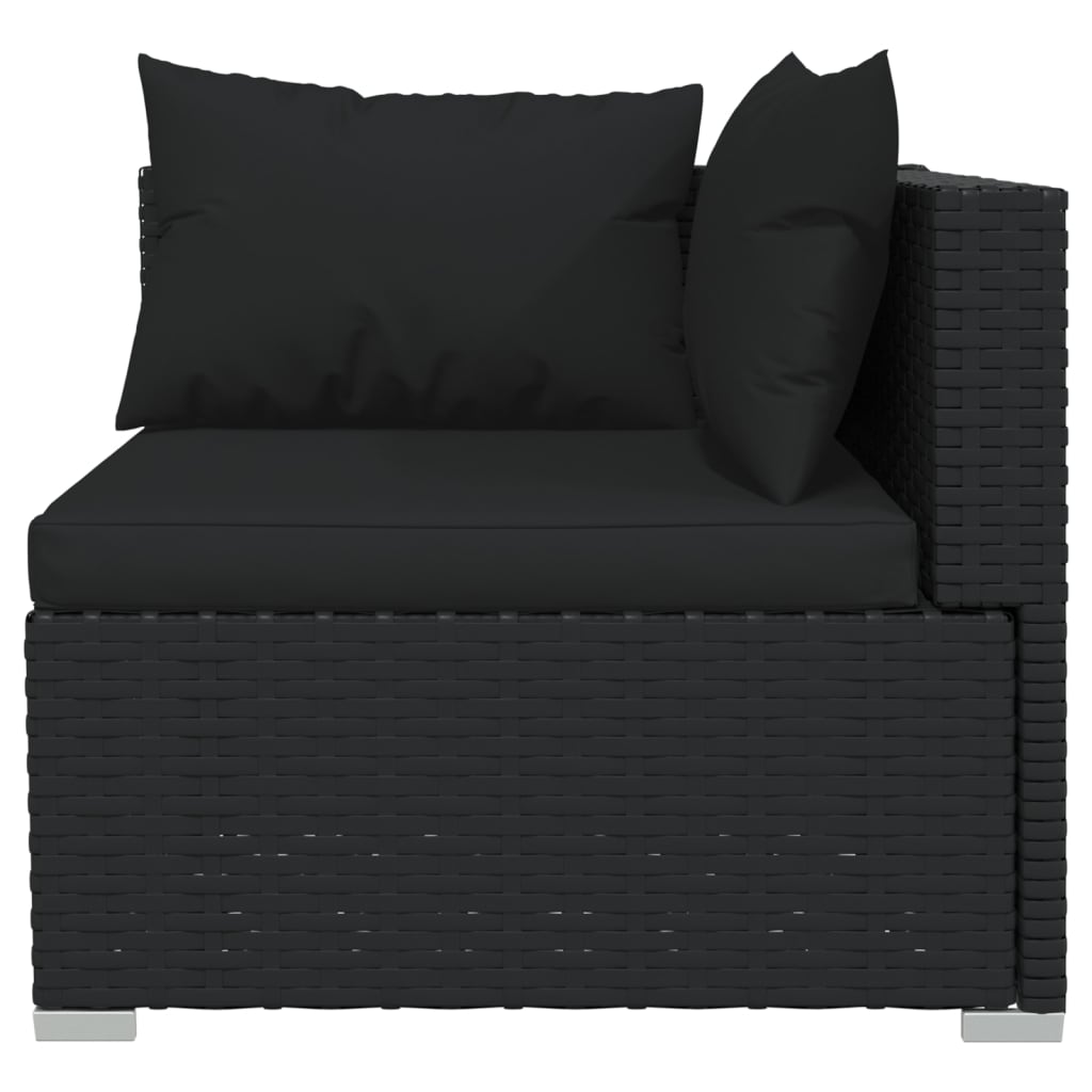 vidaXL 10-tlg. Garten-Lounge-Set mit Kissen Poly Rattan Schwarz